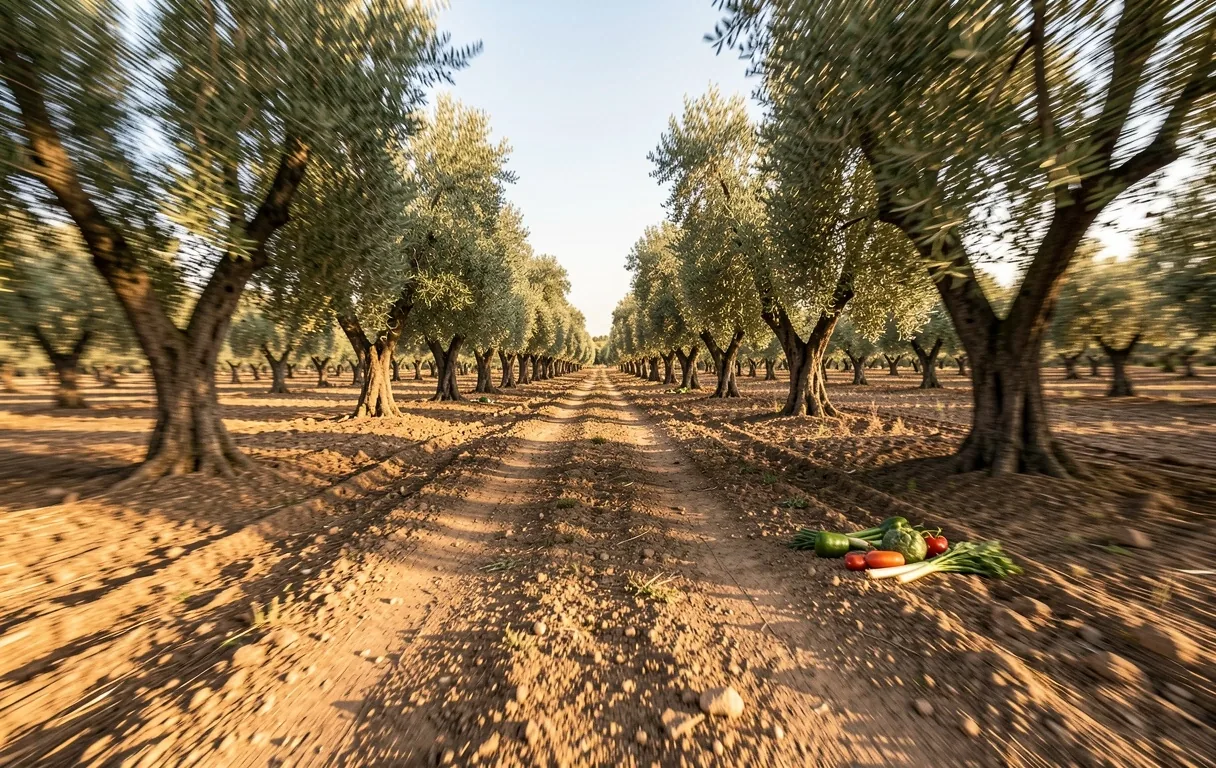 Sendero entre olivos en Málaga